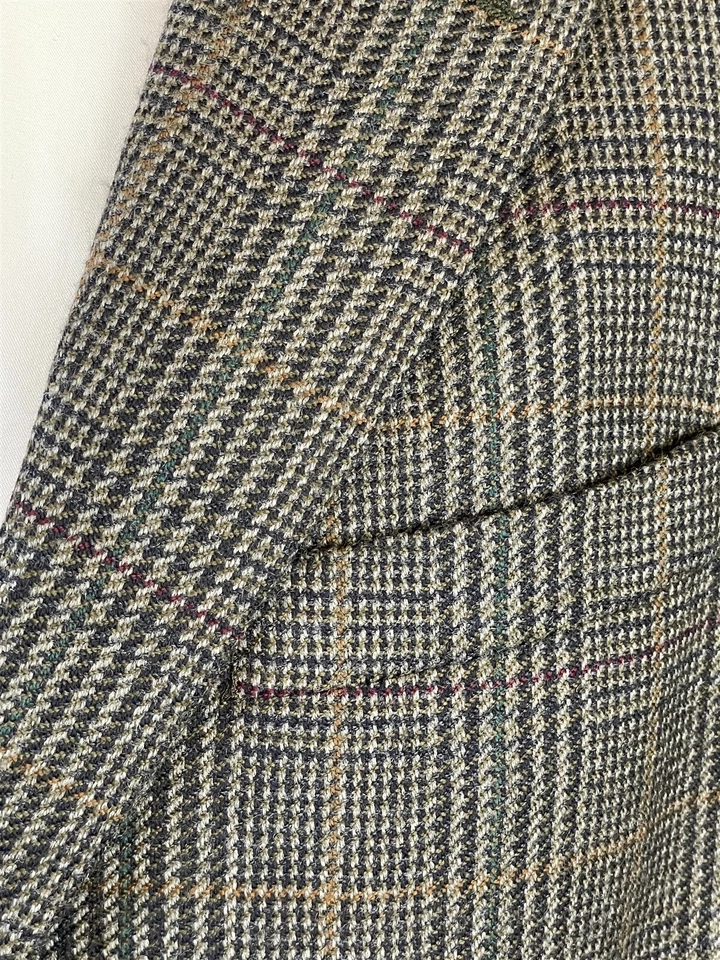 Chaqueta Blazer De Colección Geoffrey Beene 46R 100% Lana de Cordero Suave Tweed Glen Check 2Btn Foto 4 de 4