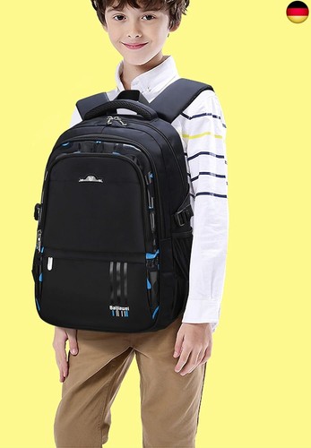 Schulrucksack Jungen Teenager Wasserdicht Kinder Schulranzen Vintage Sport - Bild 7 von 8