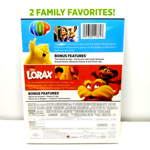 The Lorax, Hop (DVD) Illumination 2 Movie Collection Kids Movies (New Sealed) - Picture 2 of 2