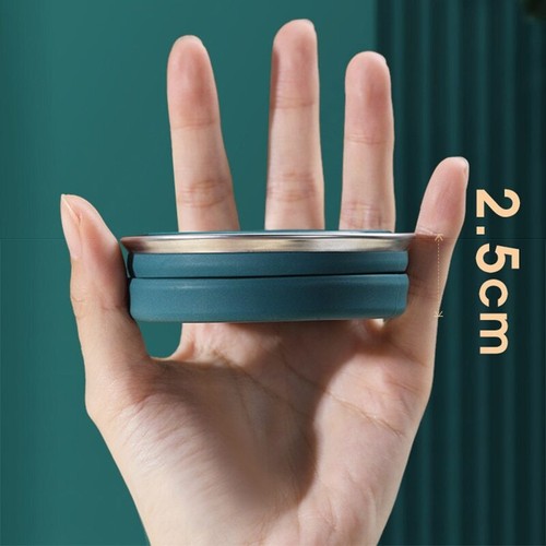 Portable Silicone Folding Cup with Lid Travel Wash Mouth Cup Heat Resistant - Picture 5 of 16