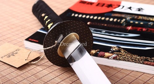 Folded Steel Clay Tempered Wakizashi Japanese Samurai Sword Battle Ready Black - Picture 13 of 23