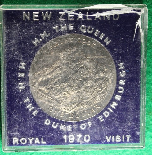 * 1970 NEW ZEALAND CASED ONE DOLLAR "ROYAL VISIT MOUNT COOK" #ACE70 - Picture 7 of 8