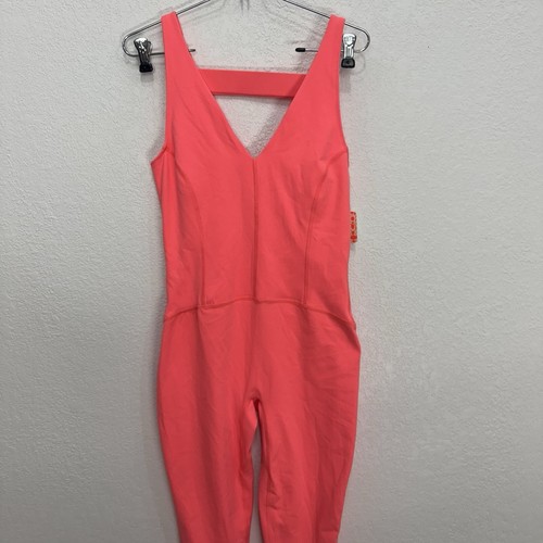 NWT$98 Free People Movement Never Better One-Piece Jumpsuit in Neon Coral Size S - Picture 6 of 23