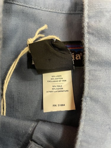 Vintage Patagonia AC Hemd Leinen Baumwolle Band Kragen Knopfleiste 1995 Blau M - Bild 5 von 9