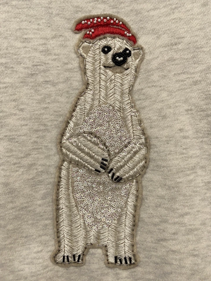 American Eagle Oso Polar Lentejuelas Sudadera Mujer MEDIANA Invierno Vacaciones-Regalo Foto 3 de 4