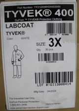 Dupont Tyvek 400 TY212SWH3X003000  Lab Coats 3X-Large, White (Pack of 30)