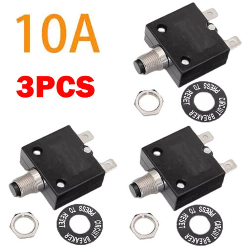 3x NUEVO 10 Amp Botón Pulsador Interruptor Térmico 12-50V DC 125-250V Voltios AC 10A - Imagen 17 de 17