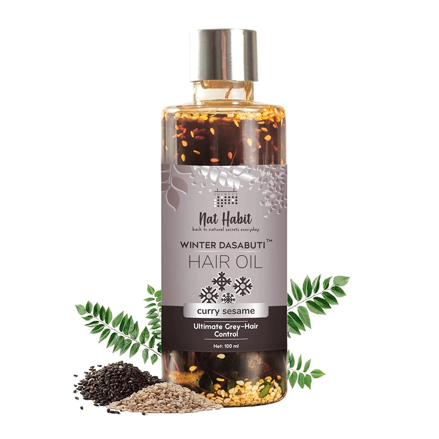 Nat Habit Curry Sesame Winter Hair Oil For Oily, Normal, Curly, Colored Hair Wit