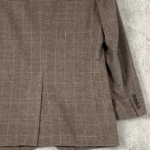 Camel Hair Wool Blend Jacket Blazer Men 41L Gray Plaid 2 Button Soft Oliver Hunt - Picture 6 of 10