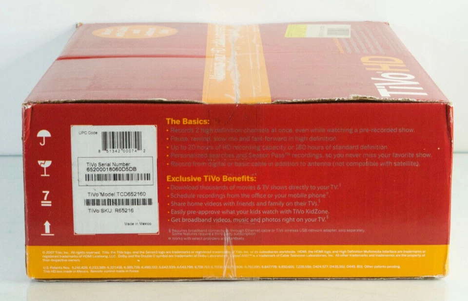 NOS Tivo TCD652160 160GB HD Digital Video Recorder DVR m832 - Image 2 of 3