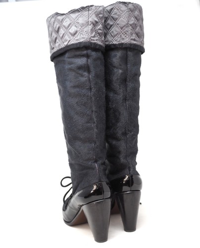 Marc Jacobs Italy Made Womens 40.5 Black Calf Hair Knee Boots Over Knee Boot - Picture 6 of 12