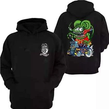 NEW Rat Fink Ed Roth Hoodie Black hoodie Cotton All Size Unisex US570