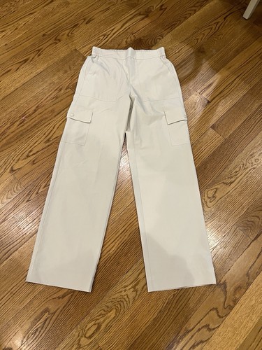 Lou & Grey Pants Womens M Beige Cargo Wide Leg Pull On Elastic Waist Minimalist - Picture 1 of 15