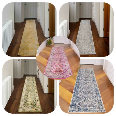Traditional Hall Runner Rug Traditional Hallway Runner Rugs Medallion Distressed Look Long Entrance ...