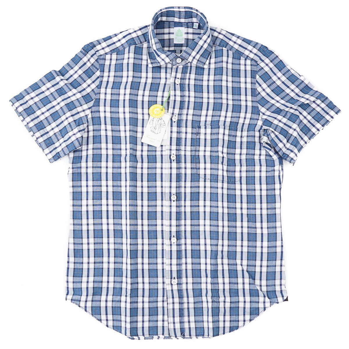 Finamore Napoli Slim-Fit Short Sleeve Linen-Cotton Shirt L