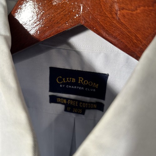 Club Room Iron-Free Cotton Dress Shirt Men's 34/35 100% Cotton Blue - Picture 4 of 7
