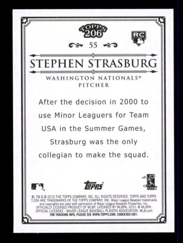 2010 Topps 206 #55 Stephen Strasburg RC. - Picture 2 of 2