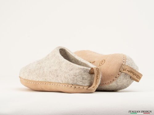 Handmade Wool Slippers with Leather Sole -Light Brown - Breathable and Warm - Picture 3 of 11