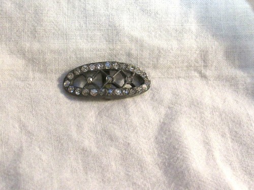 Vintage Deco Silveroid F & Co. Small Rhinestone Sash Buckle Sweet! - Picture 2 of 8