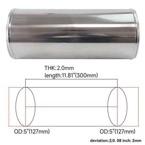 Pandababy2007 4" (102mm) Aluminum Turbo Intercooler Pipe – Straight, 300mm Long, Polished