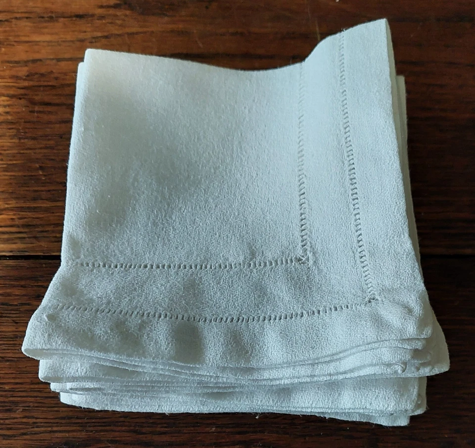 Série de huit serviettes de table coton granité blanc jours 27 X 29 cm - Photo 3/4