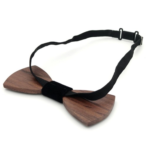 Handmade Retro Dark Brown Wooden Bow Tie Men's Gift Necktie Wedding Party Bowtie - Picture 4 of 6