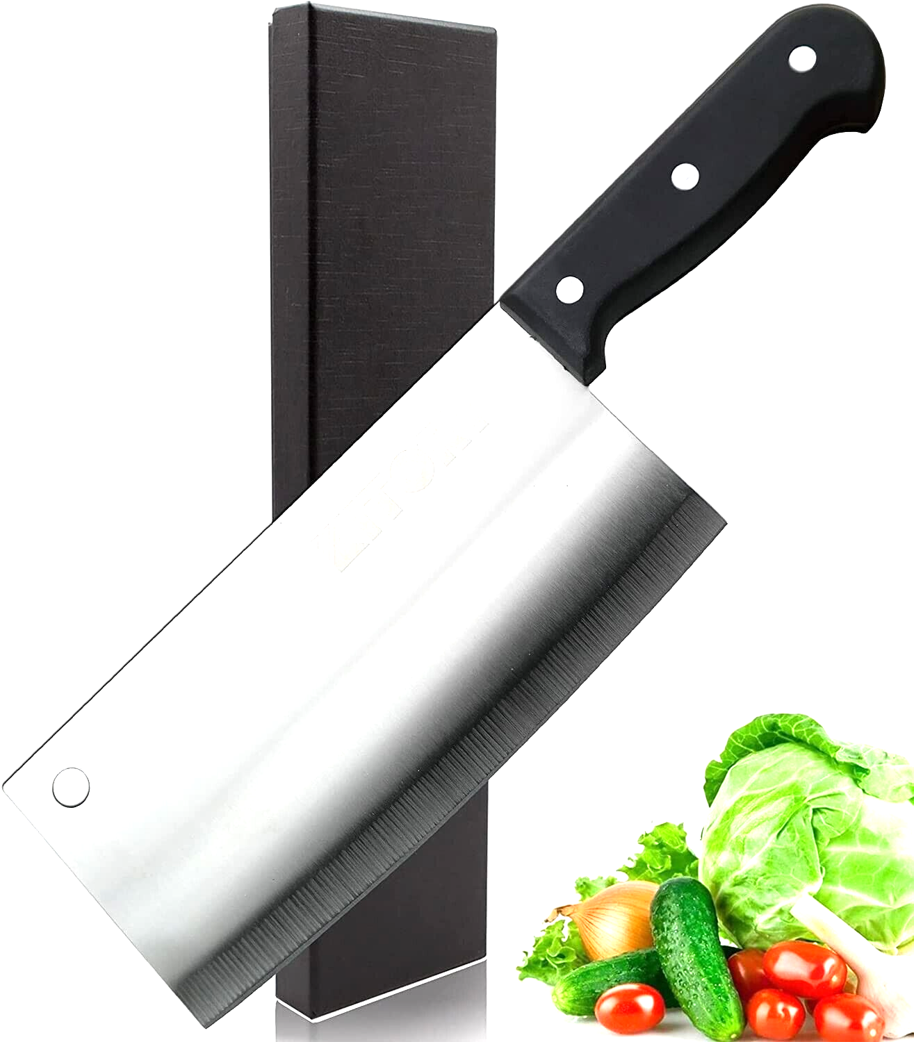 7" Meat Cleaver Chef Butcher Knife Stainless Steel Chopper Full Tang