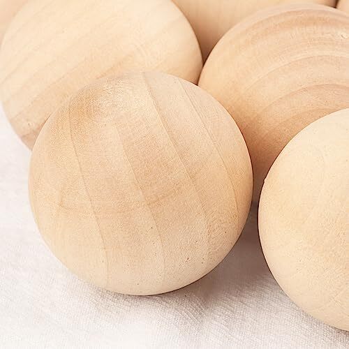 Unfinished Wooden Balls, Wooden Round Ball, Natural Round 6 Pack 3 Inch - Picture 4 of 8