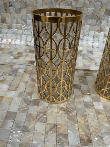 A lot of 2 IMPERIAL 22 kt Gold El Tabique de Oro 6" Tumbler Mid Century MCM - Picture 2 of 12