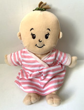 Manhattan Toy Company Baby Stella Plush Doll pink dress brown hair green bow