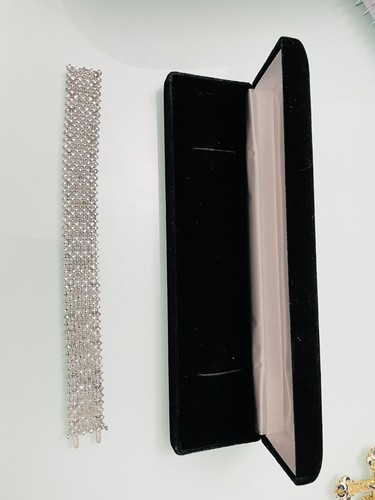 🛑 Real STERLING SILVER WIDE GENUINE DIAMOND COCKTAIL TENNIS BRACELET Sale - Picture 21 of 24