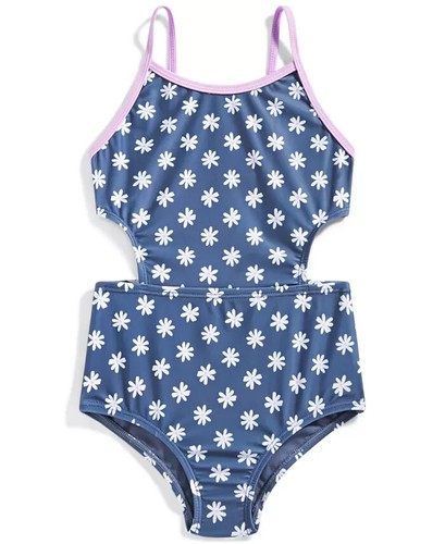 ID IDEOLOGY Toddler & Little Girls Ditsy Daisy One-Piece Swimsuit Blue Size 5 - Picture 2 of 2