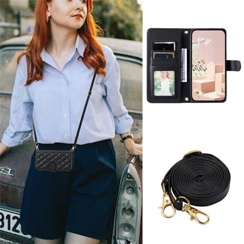 Magnetic Grid Leather Wallet Phone Case For iPhone 16 15 14 13 12 11 Pro Max 8 7 - Picture 27 of 64