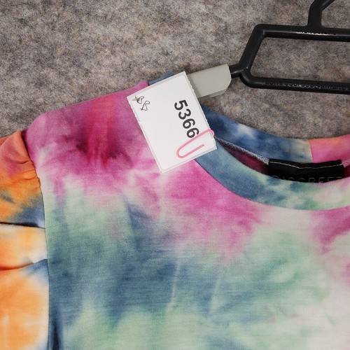 Discreet Sweatshirt Girls Small Pastel Tie Dyed Long Sleeve Puffed Sleeve Retro - Picture 9 of 11