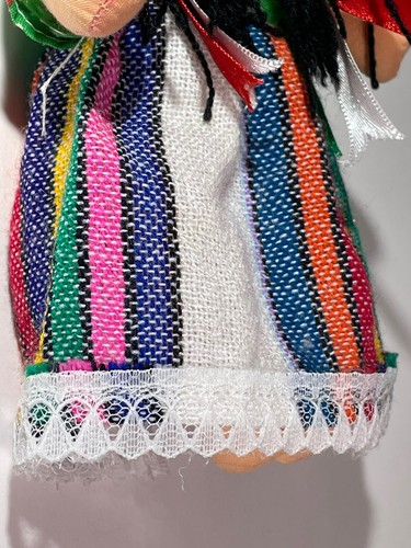 Mexikanische Fiesta handgefertigtes Kostüm 6 Zoll Stoffpuppe bunt Volkskunst Plüsch - Bild 7 von 21