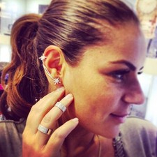 Fashion Womens Punk Gothic Snowflake Rhinestone Clip Ear Cuff Wrap Stud Earrings