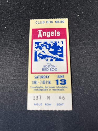 California Angels vs Boston Red Sox - Ticket Stub - June 13, 1981 - MLB STRIKE