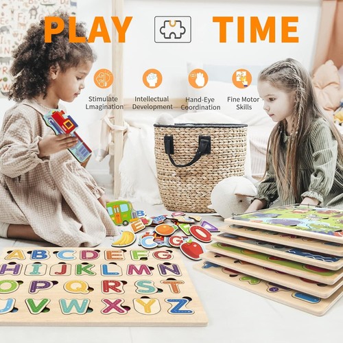 Interactive Wooden Puzzles for Toddlers - 6 Themes with Space-Saving Rack - Picture 7 of 11