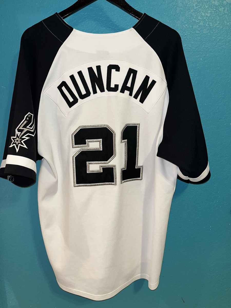 Tim Duncan San Antonio Spurs Baseball Jersey XL White Nike