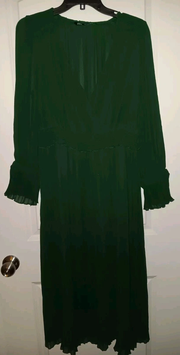 chinese dress ladies Zara Light Green Floral Maxi Dress with Metallic Details- Size S – The  Saved Collection main image 0
