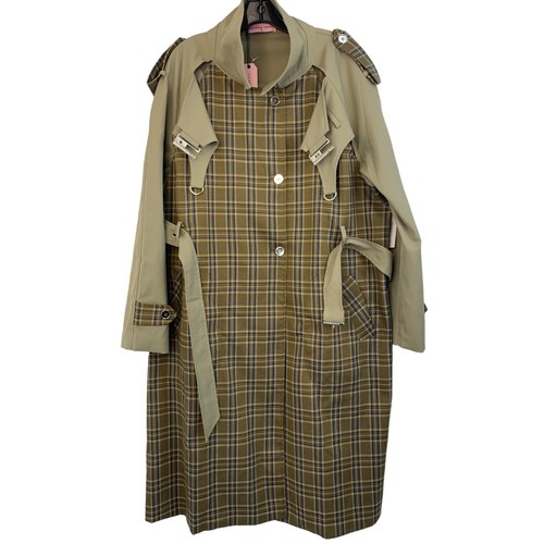 Rare Nichole Lynel Statement Trench Coat M NWT Plaid Cutout Midi Belted 6912 - Picture 18 of 20