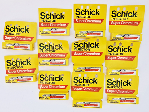 11 NEW Sealed Boxes Schick Injector Super Chromium Razor Blade Refills 4/Pack