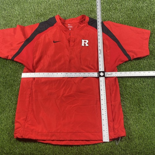 Rutgers University Pullover Windbreaker Shirt Nike Men’s Medium Red Short Sleeve - Picture 8 of 17