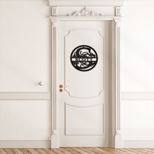 Personalized Circle Monogrammed Family Name Sign Aluminum Metal Art Wall Decor - Picture 263 of 343