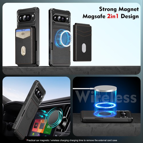 Funda tipo billetera de cuero con ranuras para tarjetas de crédito 2 en 1 a prueba de golpes para Google Pixel - Imagen 5 de 58