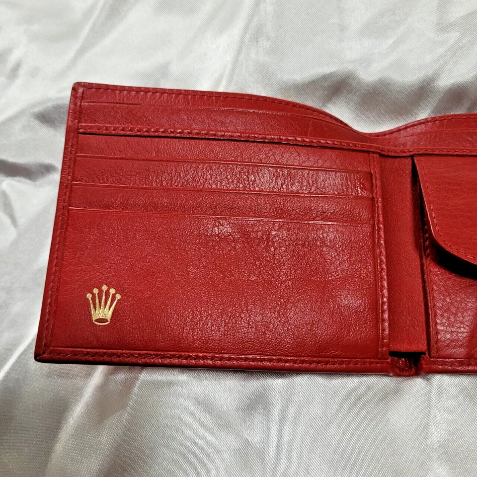 Authentic Montres Rolex Watch S.A. Geneva Red Leather Bi-Fold Wallet 60.02.55 - Image 3 of 4