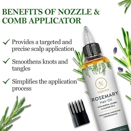 RV Organica Rosemary Oil for Hair | Infused with Biotin Jojoba and Castor Oil... - Picture 3 of 5