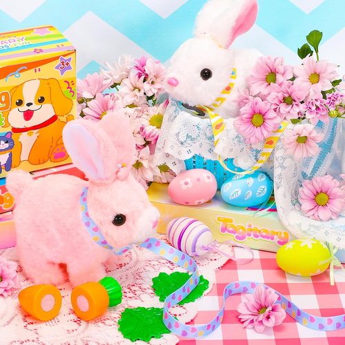 Plush Bunny Toys Interactive - Hopping Rabbit with Sounds & Wiggling Ears - Picture 2 of 12