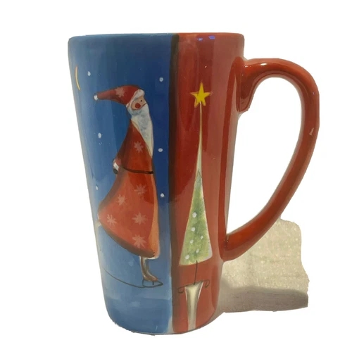 Christmas Tall Coffee Mug Cup Certified Intern. Pashley Santa Skating Xmas Tree