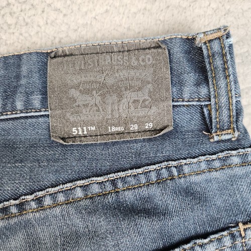Levis Jeans Boys 18 Reg (28x28) Blue Modern Slim Fit Faded Stretch Skater Denim - Picture 9 of 9